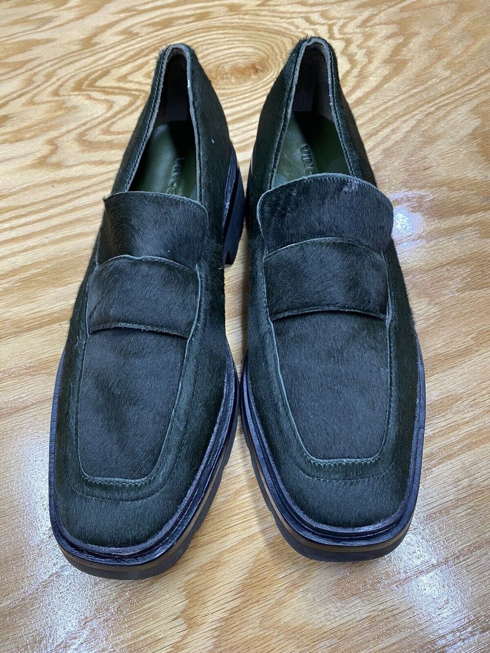 Vince Robin Penny Loafers 10 Fur Low Top Slip-On Square Toe Casual Shoes S56